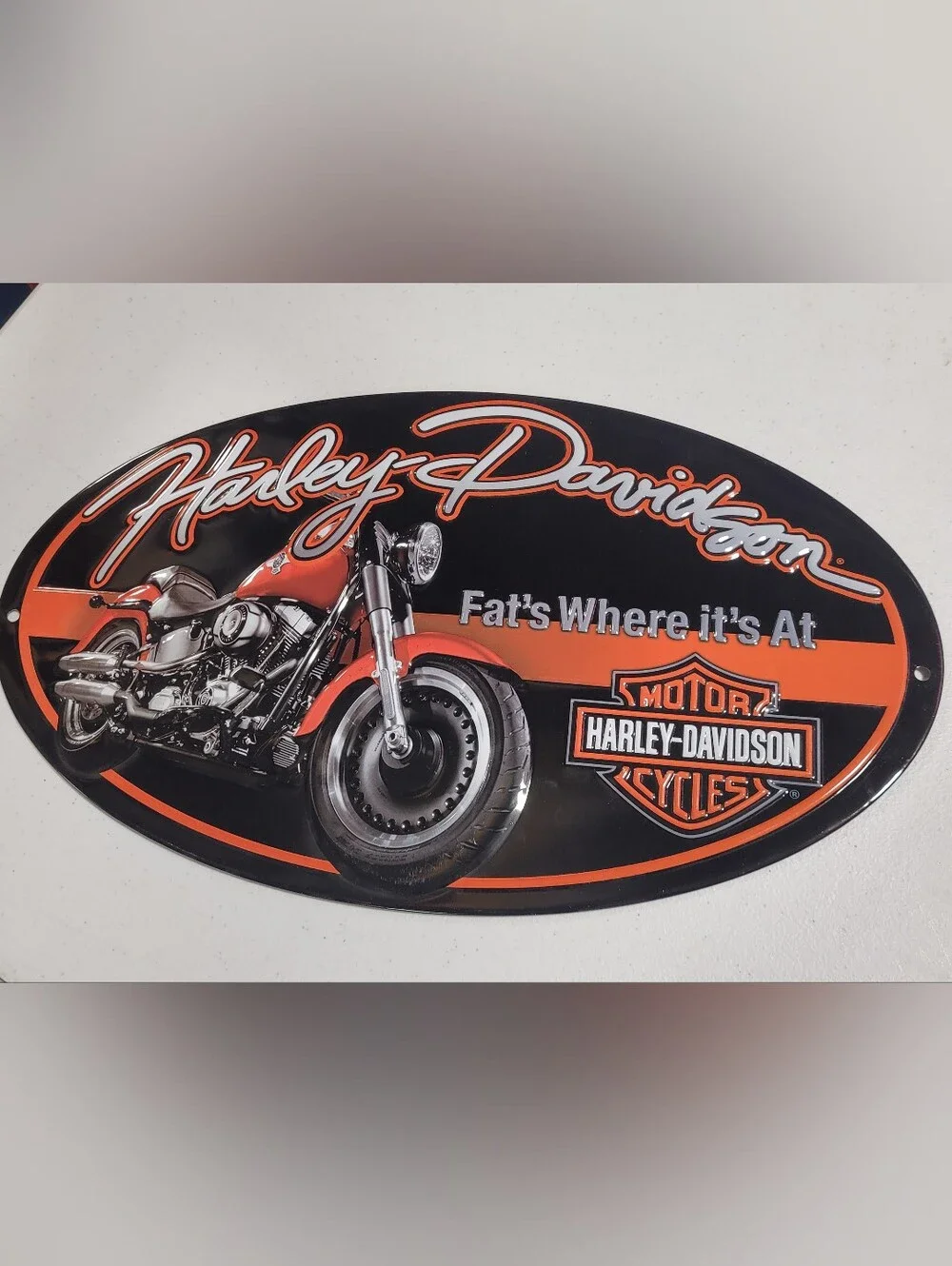 Harley-Davidson Black, Orange and Silver Motorcycle Wall Plaque